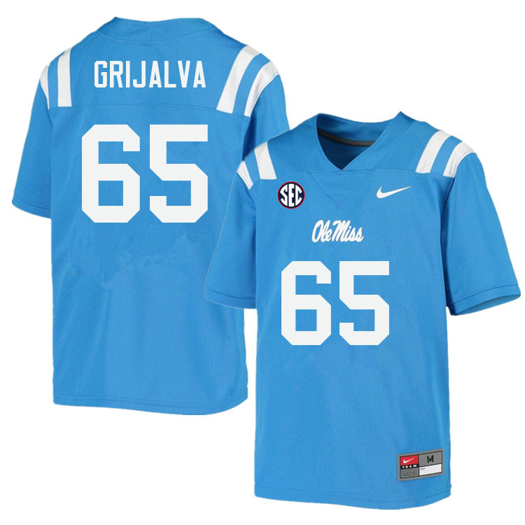 Men #65 Alec Grijalva Ole Miss Rebels College Football Jerseys Sale-Power Blue